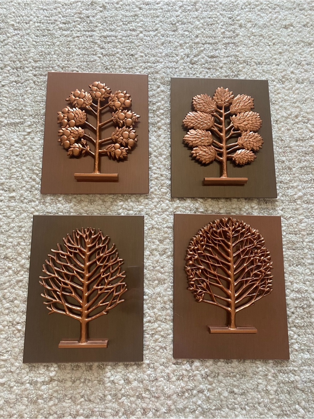 Vintage Coppercraft Guild Set of 4 3D Wall Hangings